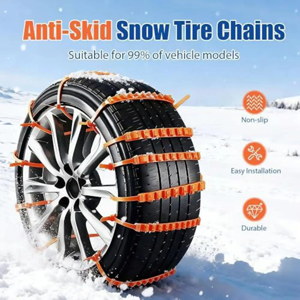 Winter Snow Tire Chains 10-Pack | Anti-Skid Car SUV Truck