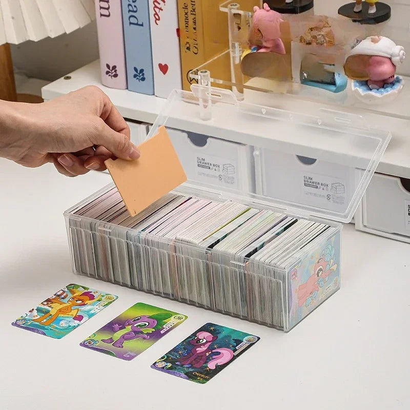 Clear Card Storage Box – Holds 550+ Cards, Adjustable Divider