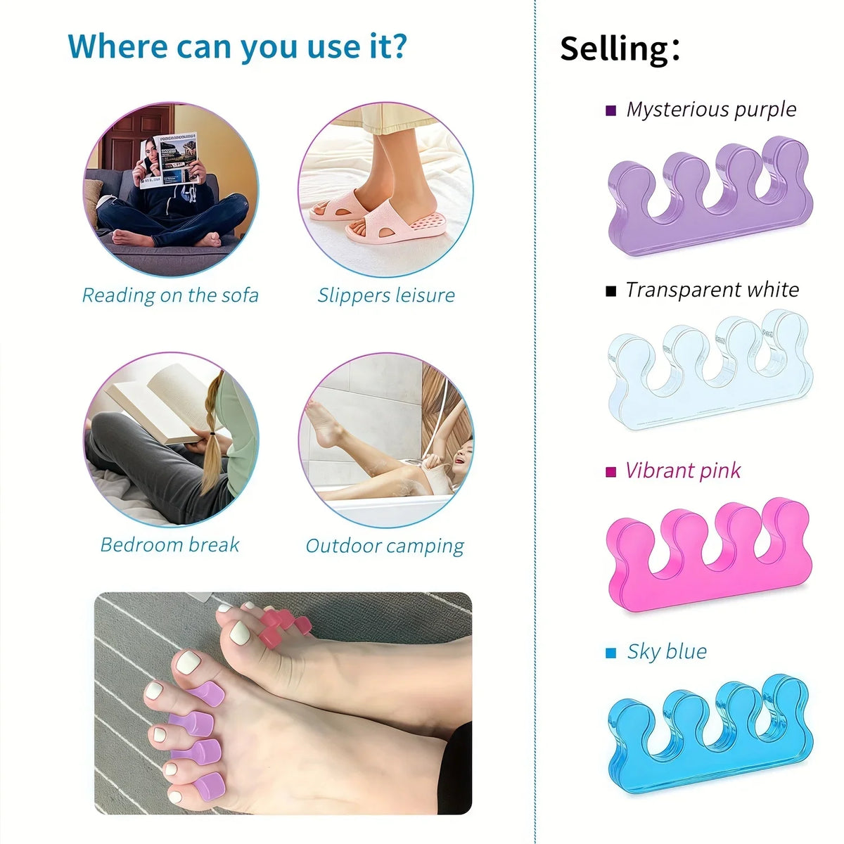 Silicone Toe Separators Soft Gel Spacers for Pedicure | 1 Pair