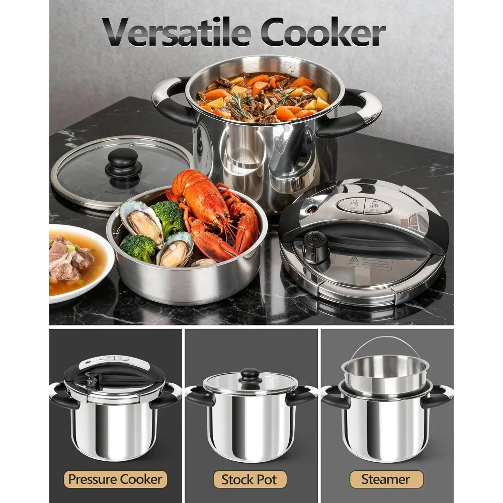 MICHELANGELO Stainless Steel Pressure Cooker 3L 6L – Induction Ready