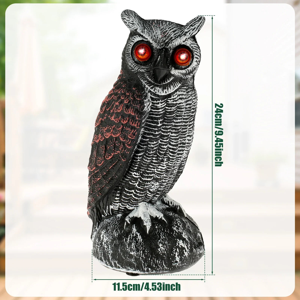 Solar Owl Decoy Bird Deterrent – 2 Modes, Motion Sensor