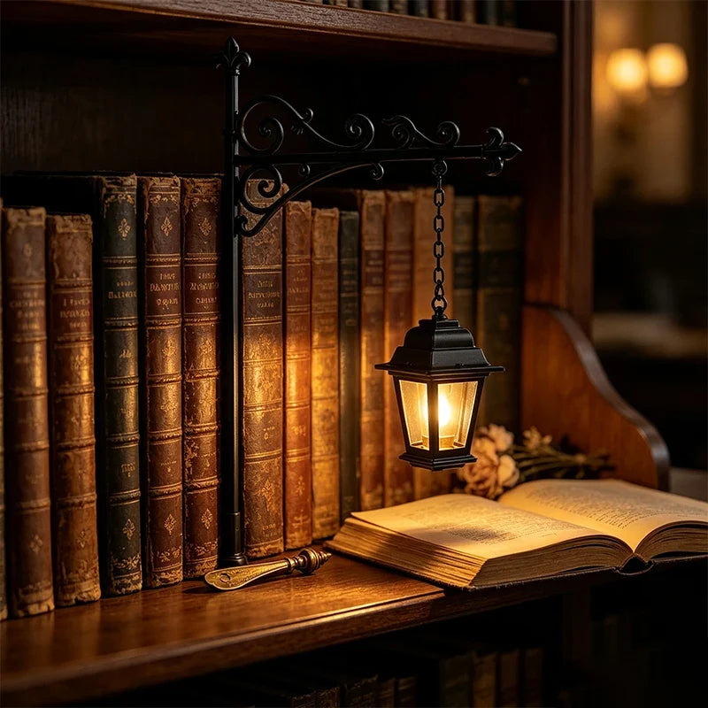 Mini Library Lantern LED Bookshelf Lamp – Book Nook Decor 2pk