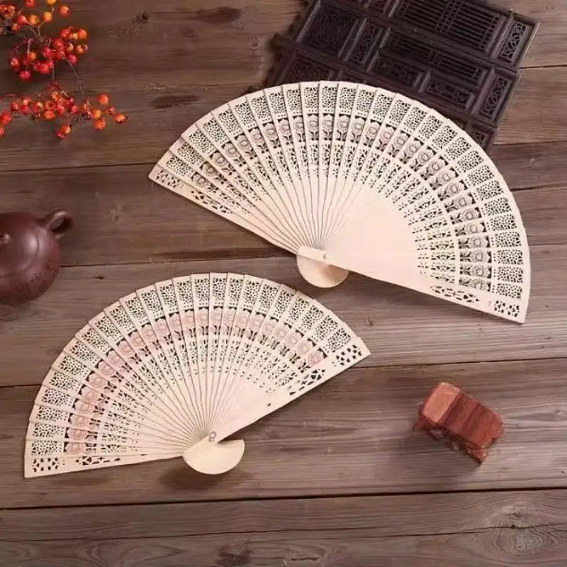 Hollow-Carved Wood Folding Fan – Wedding Favor & Home Décor