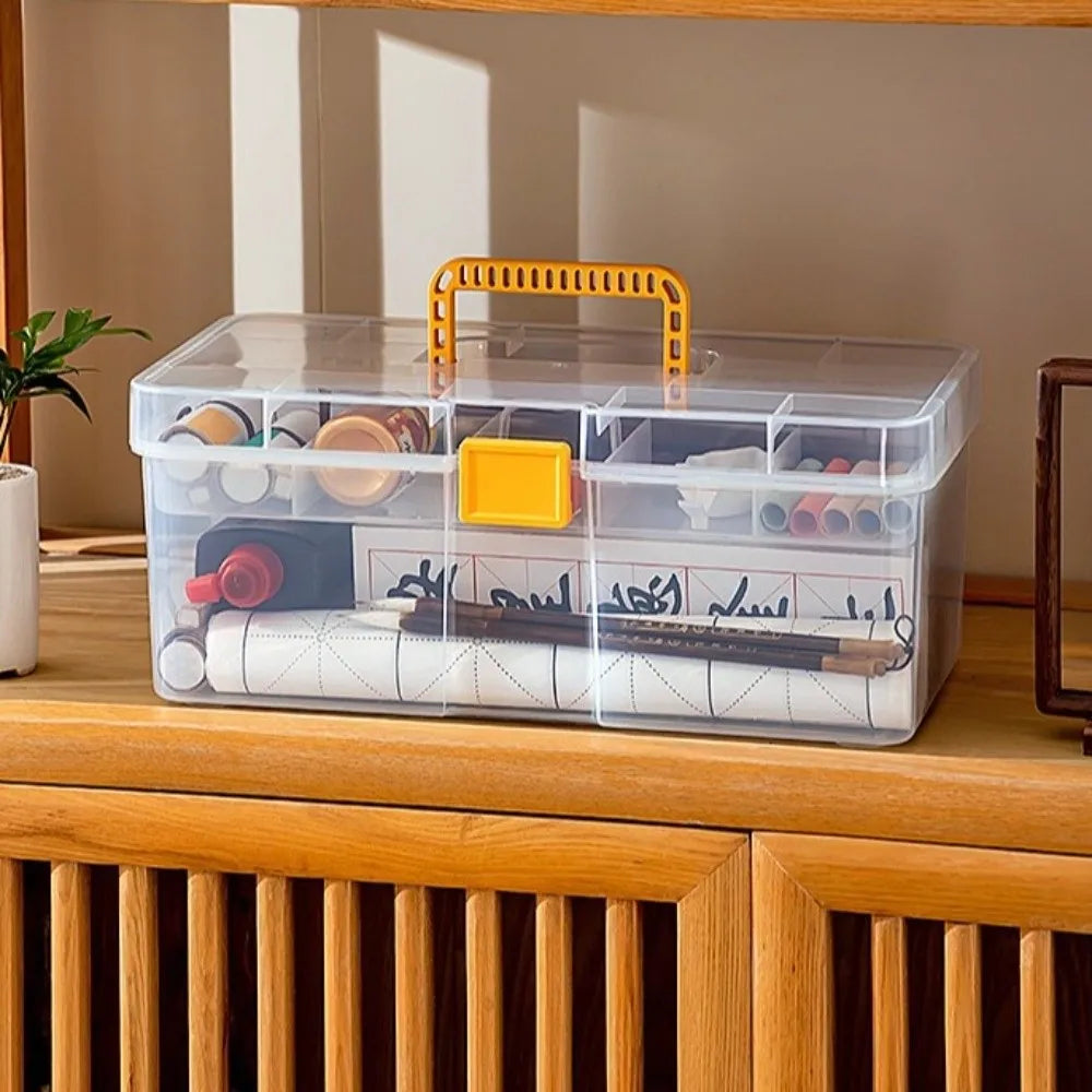 Transparent Plastic Tool Organizer Box with Adjustable Dividers