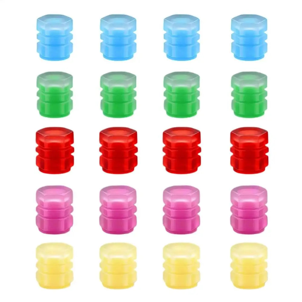 20pcs Glow-in-the-Dark Tire Valve Caps | Fluorescent Stem Covers