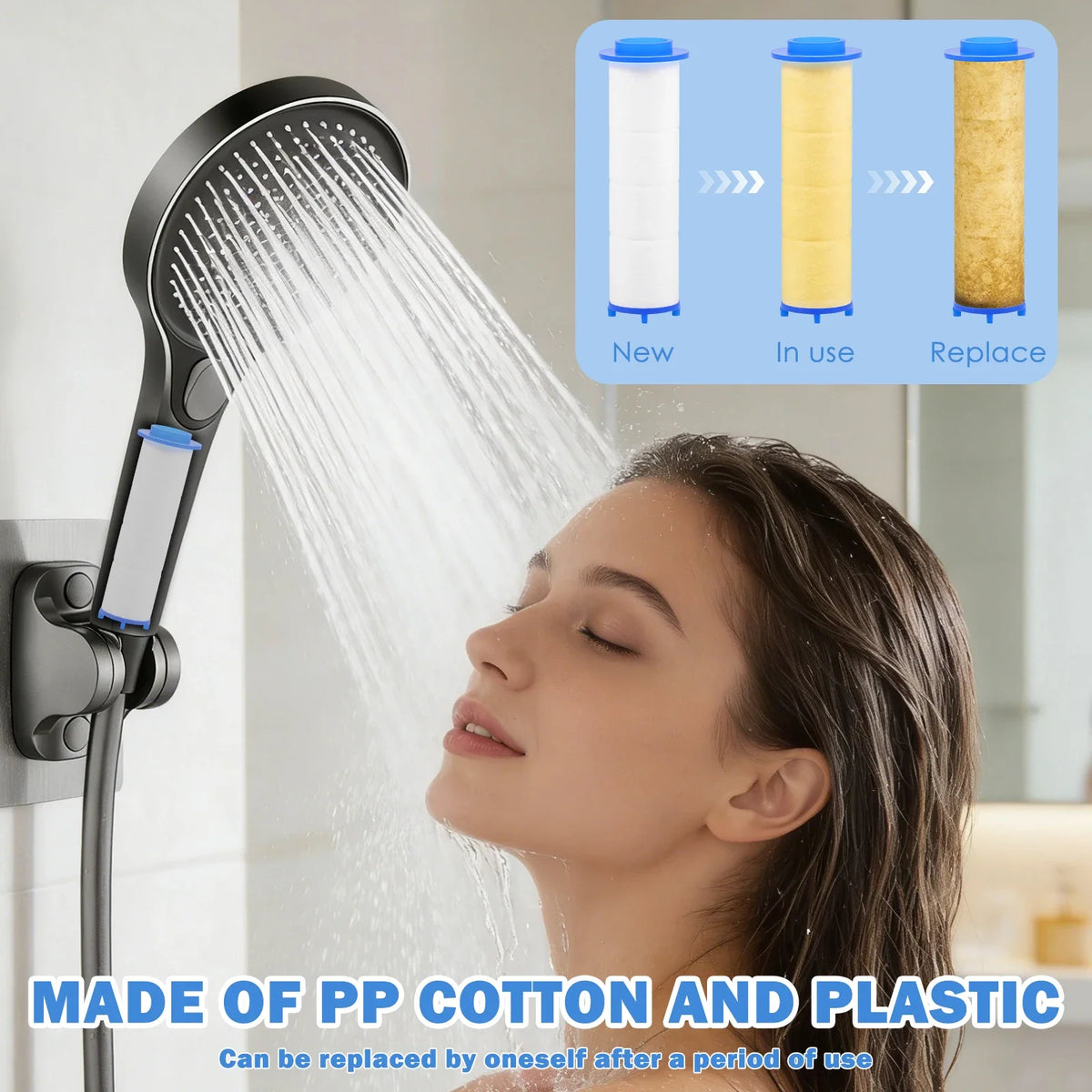 20-Pack PP Cotton Shower Head Filter Replacement Cartridges