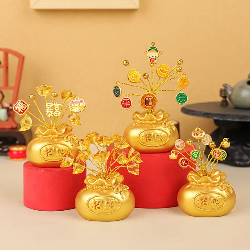 Feng Shui Money Tree Lucky Fortune Miniature Resin Ornament