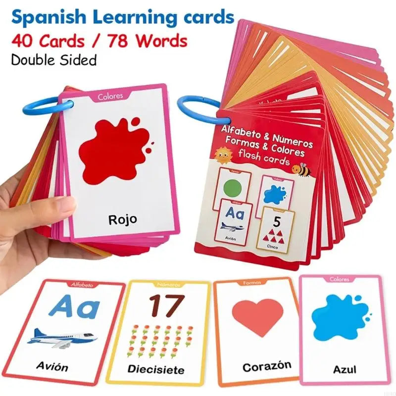 Spanish Flash Cards for Kids Ages 3–6 | 78 Words, 40 Cards