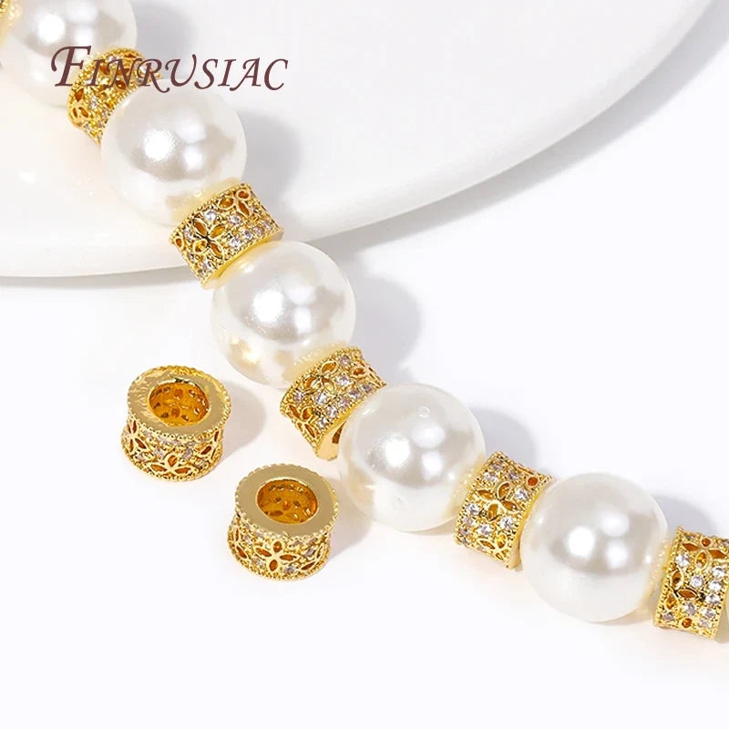 18K Gold Plated Zircon Round Spacer Beads – DIY Jewelry Making