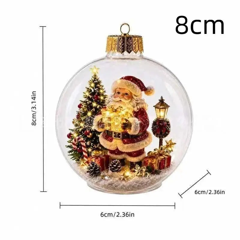 LED Luminous Christmas Crystal Ball Ornament – Santa & Snowman