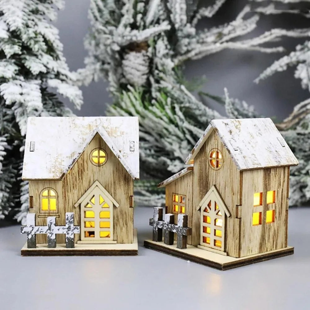 LED Wooden Christmas Cabin Decoration | Warm Glow Holiday Decor