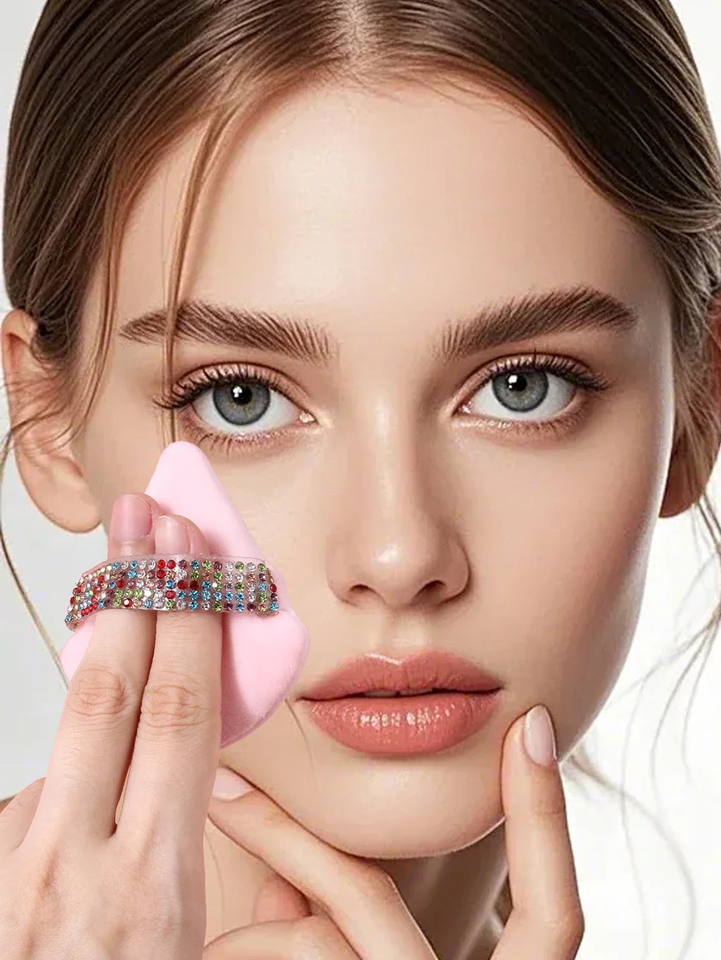 3Pcs Diamond Triangle Velvet Powder Puff Makeup Sponge Set