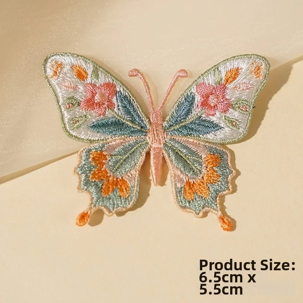 2Pcs 3D Butterfly Embroidery Iron-On Patches – Floral Applique