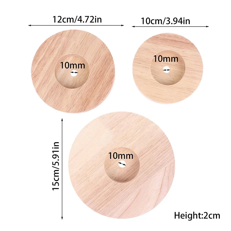 Round Solid Wood Table Lamp Base – 10cm 12cm 15cm DIY Stand