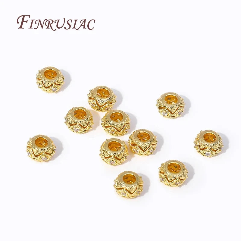 18K Gold Plated Zircon Spacer Beads – DIY Bracelet Jewelry