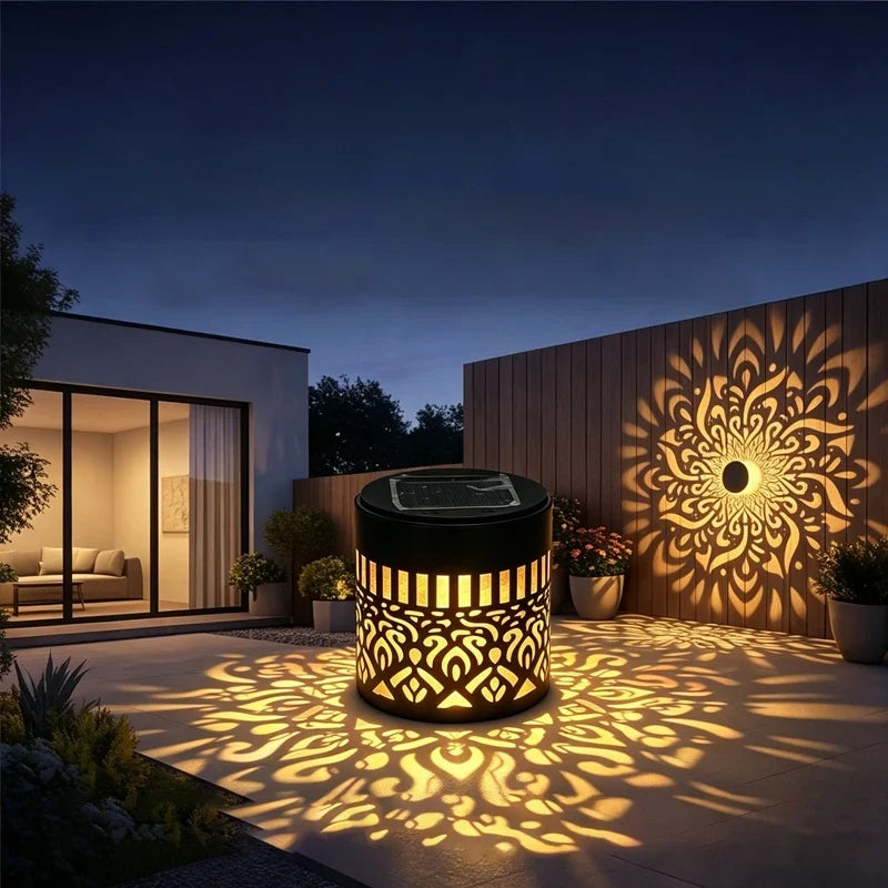 Solar Mandala Outdoor LED Wall Lamp – Waterproof Garden Light