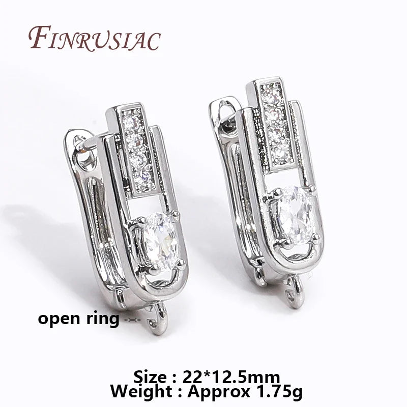 18K Gold Plated Zircon Earring Hook Clasps | DIY Jewelry Findings