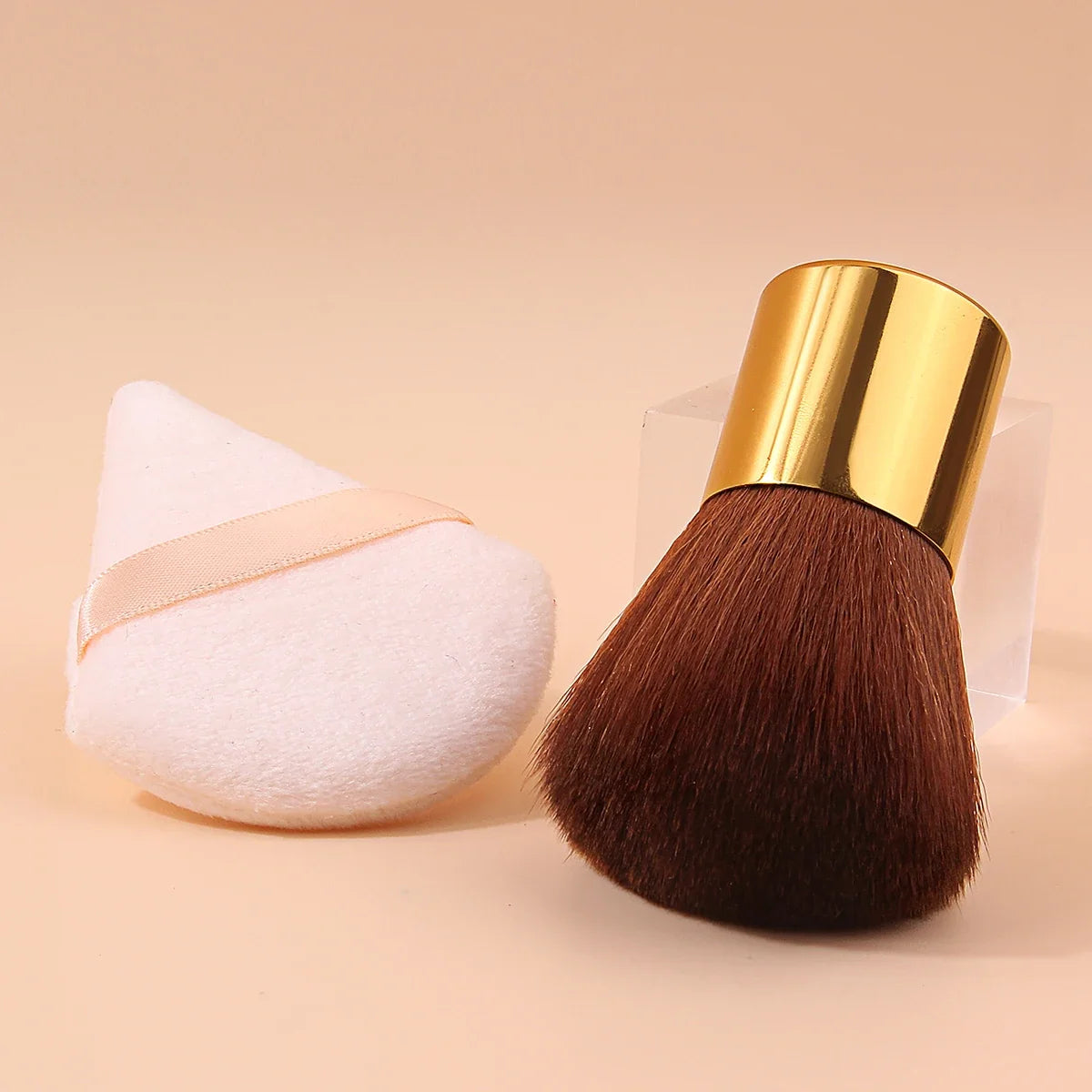 Kabuki Powder Brush & Velvet Puff Set | Foundation & Blush