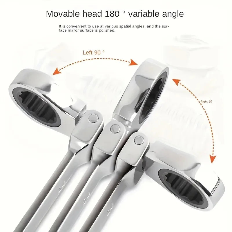10mm Ratchet Wrench – Flex Head, Adjustable Torque, Vanadium Steel