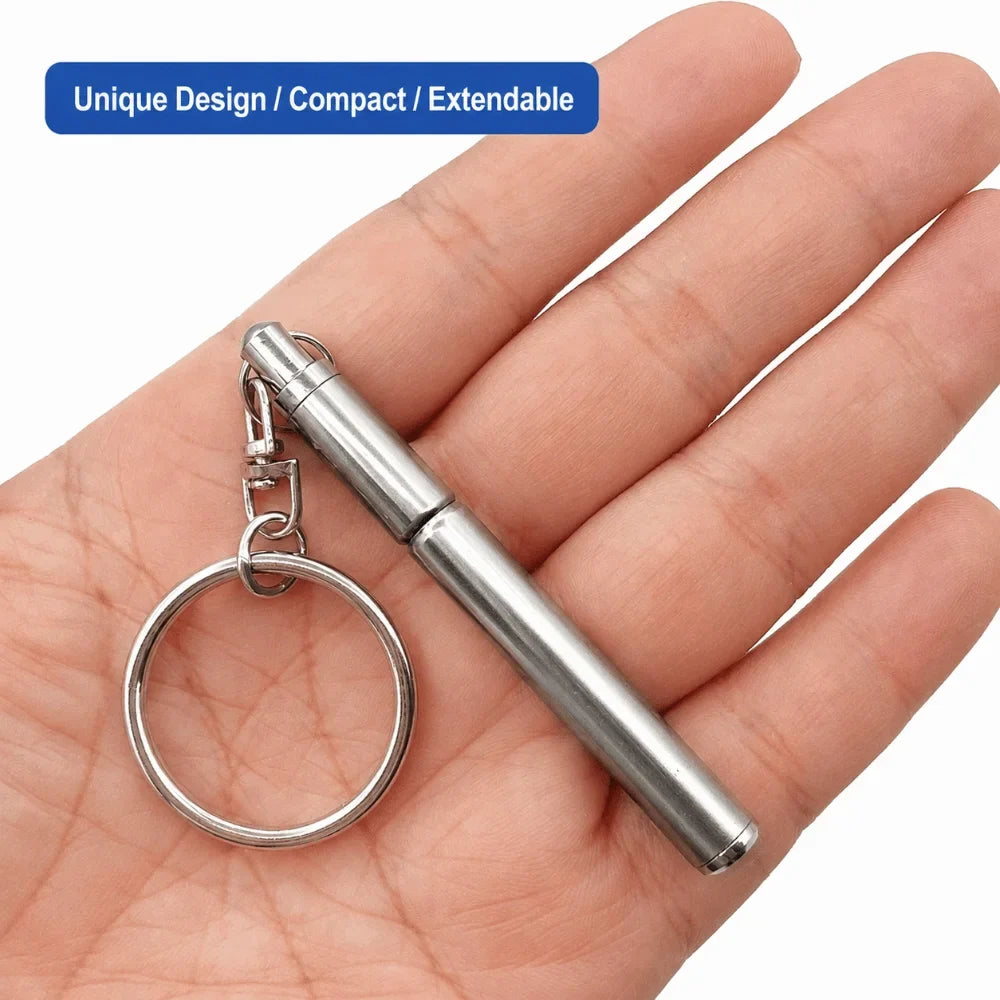 Stainless Steel Telescopic Pocket Pen with Keychain