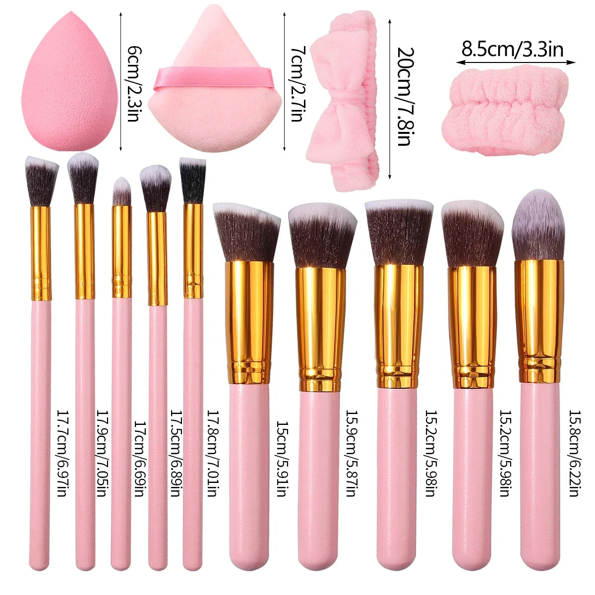 19-Piece Professional Makeup Brush Set with Sponge Puffs