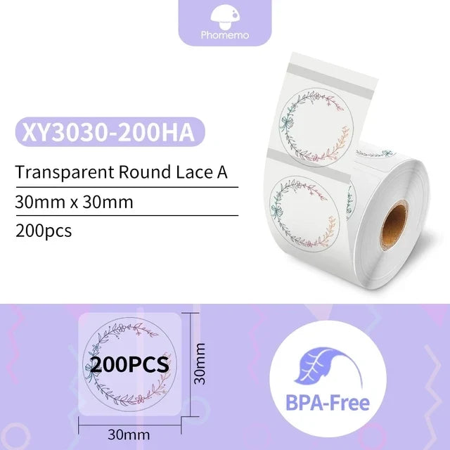 Phomemo M110 M200 M221 Clear Round Thermal Labels 1.57"