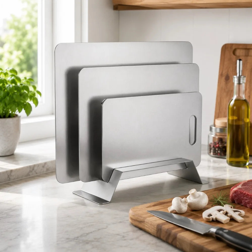 Stainless Steel Cutting Board & Pot Lid Holder Organizer