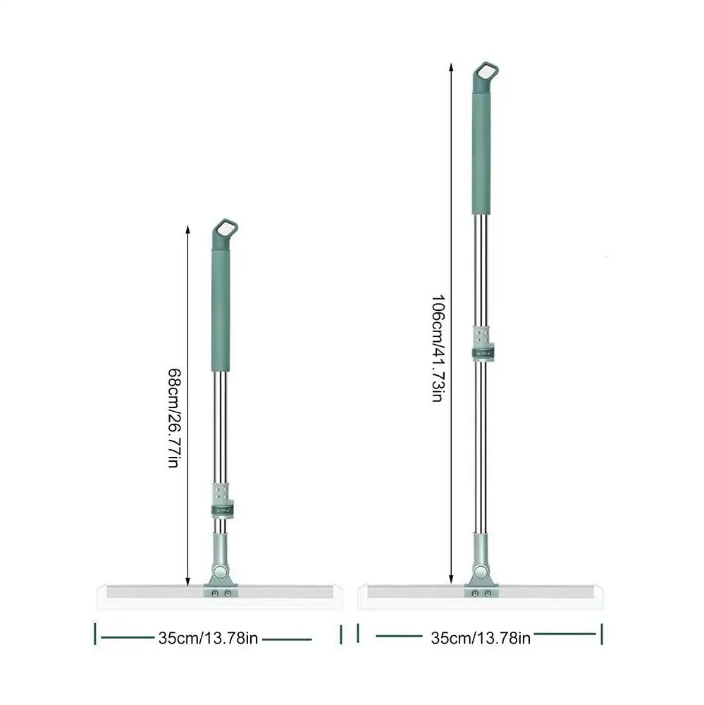 Silicone Floor Scrub Broom with Squeegee & Telescopic Handle