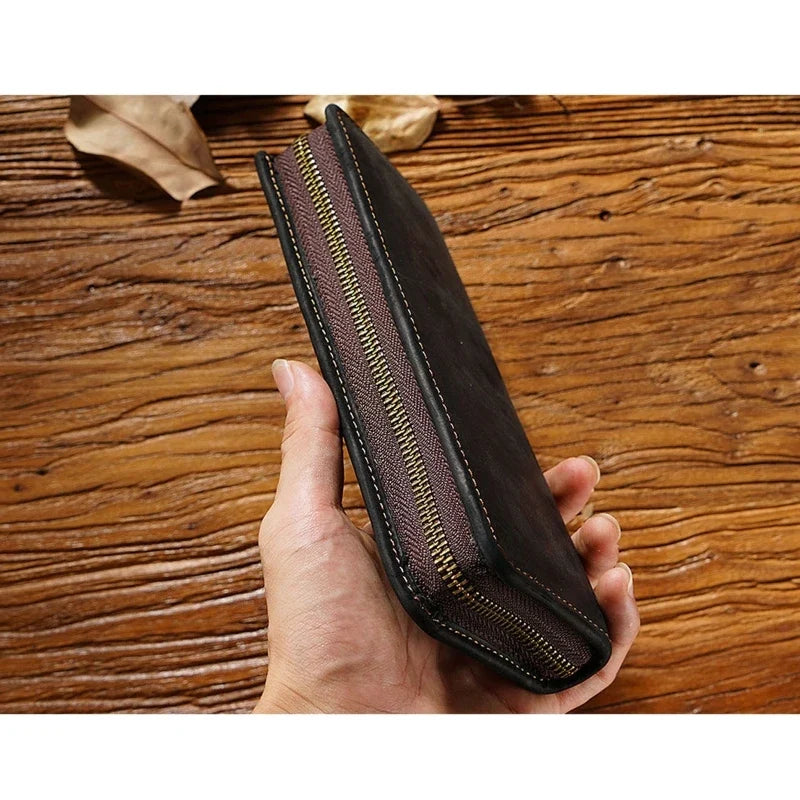 ZHUTING Retro Leather Pencil Case | Compact Pen Bag Gift