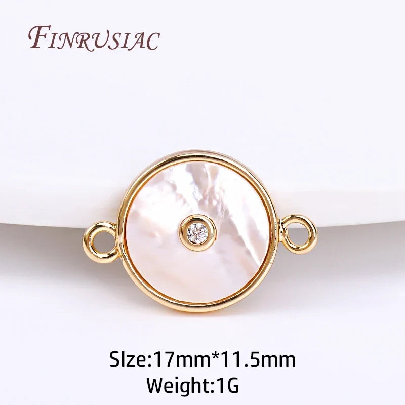 18K Gold Plated Shell Connector Charms | Zircon DIY Pendants
