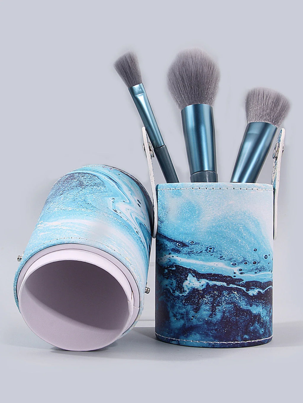 Blue & White Gradient Makeup Brush Holder | Large Capacity