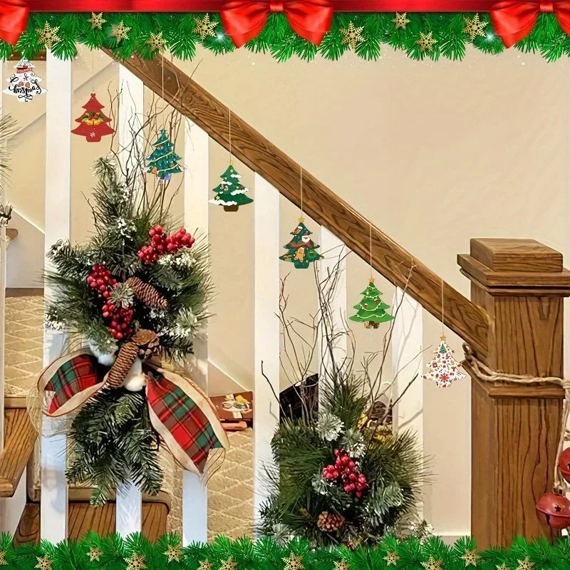10Pcs Unfinished Wooden Christmas Tree Craft Set for Painting