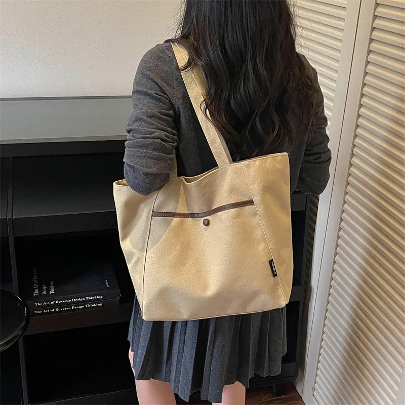 Large Canvas Tote Bag – Women's Korean Shoulder & Work Bag