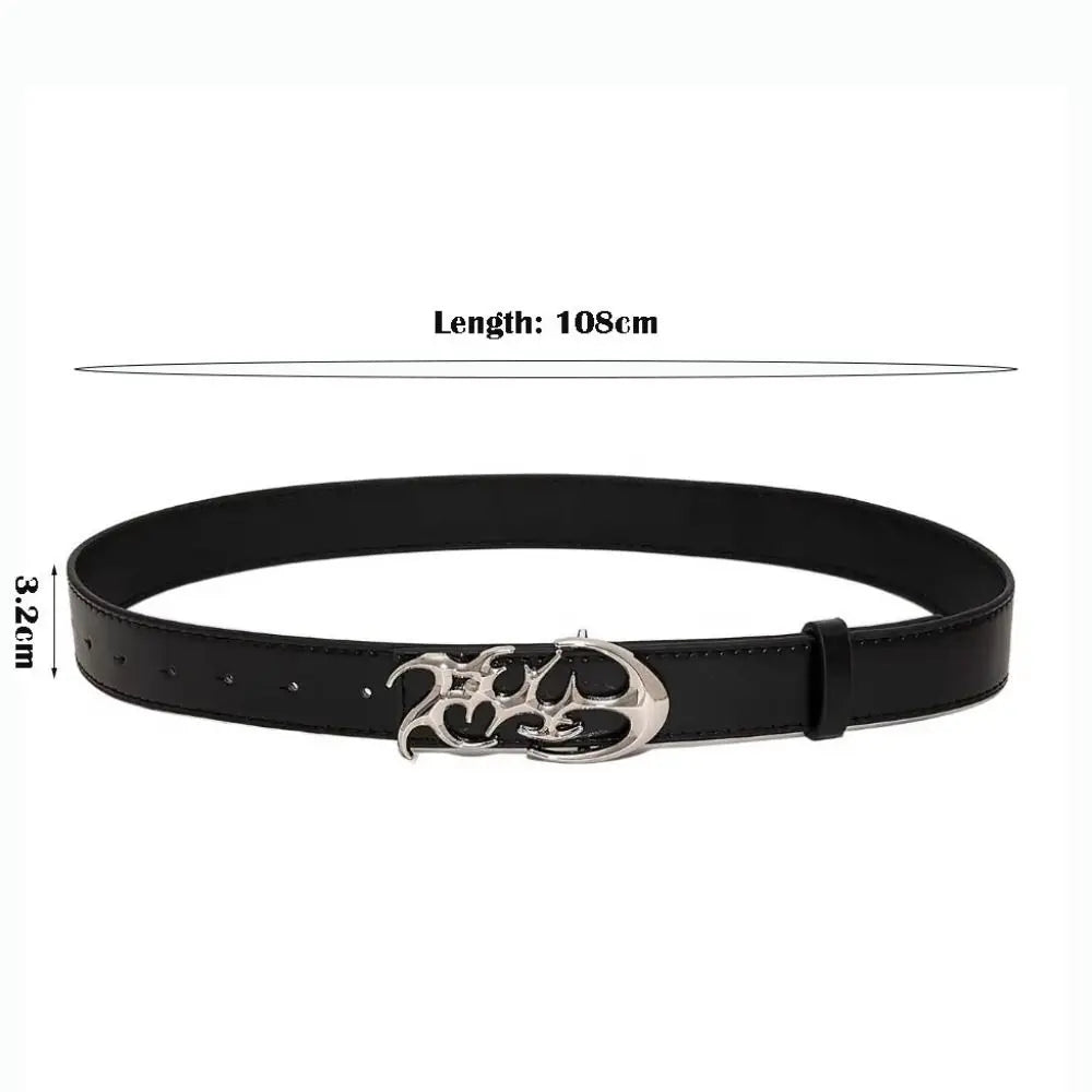 Women's Y2K PU Leather Belt – Smooth Shaped Buckle Black