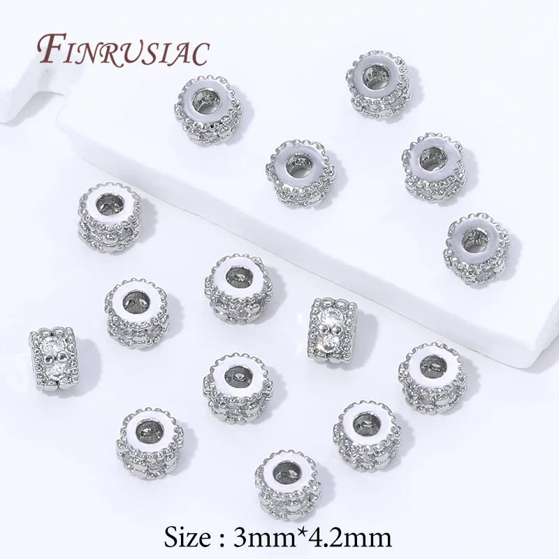 18K Gold Plated Zircon Round Spacer Beads | DIY Jewelry