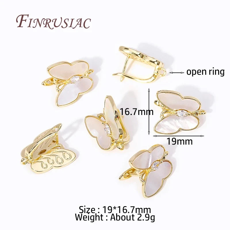 18K Gold Plated Zircon Butterfly Ear Wire Clasps – DIY Earrings