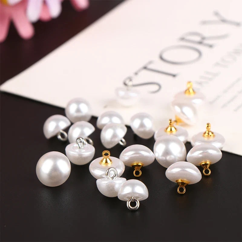 10Pcs Mushroom Faux Pearl Shank Buttons 10mm 12mm – DIY Sewing
