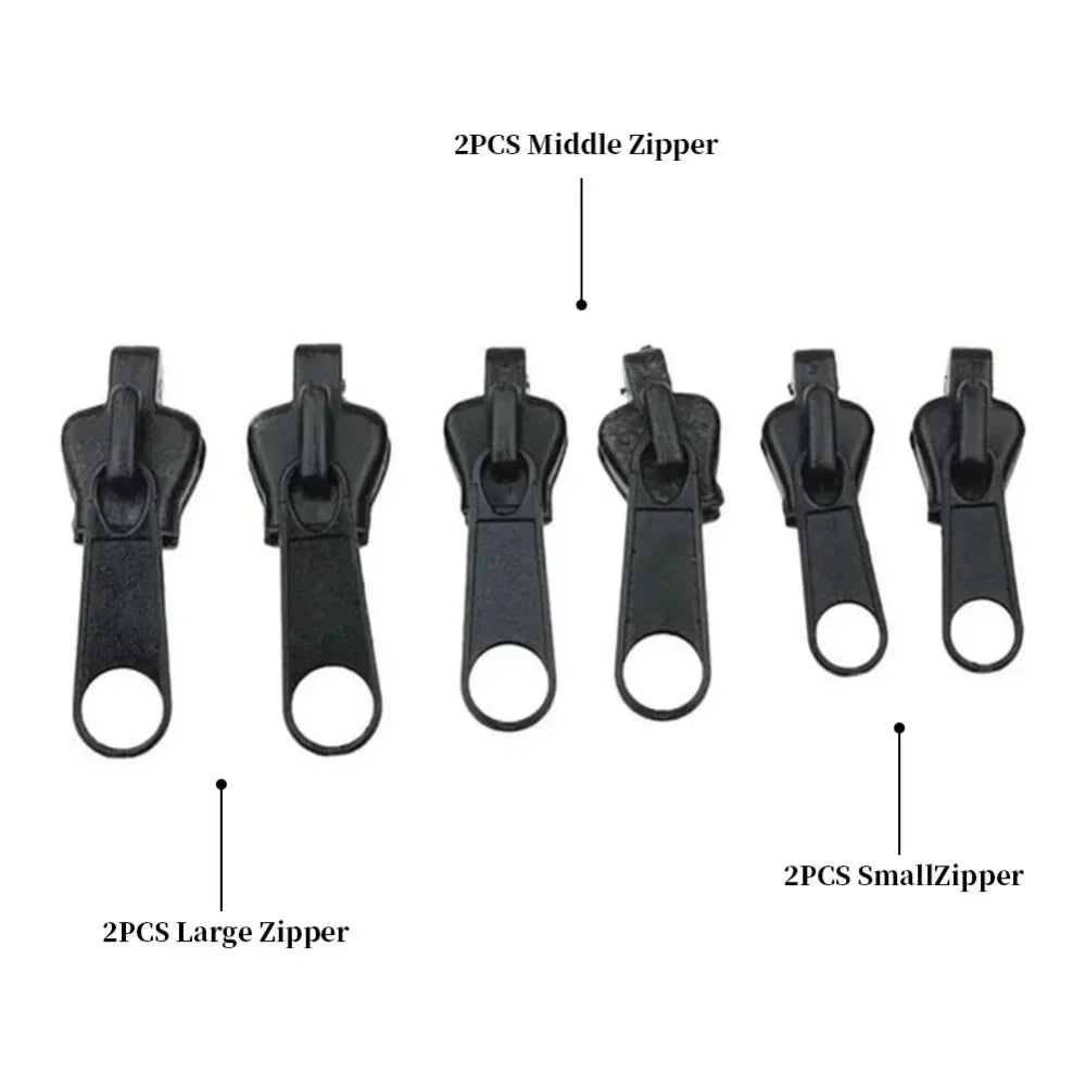 6-Pack Universal Zipper Repair Kit – Replacement Sliders S/M/L