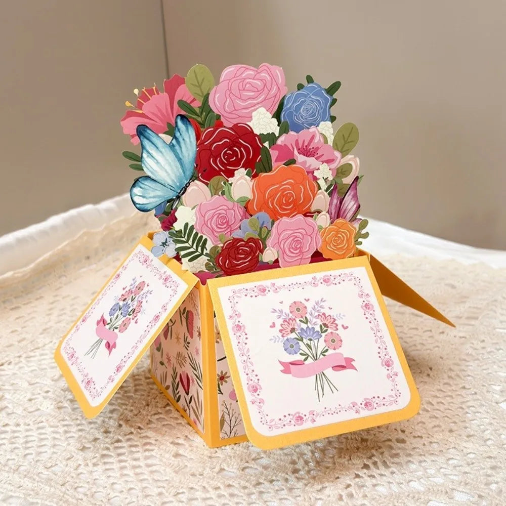 3D Pop-Up Mother's Day Card – Floral Bouquet Handmade Gift