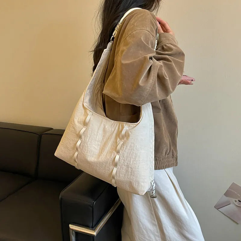 Korean-Style Large Capacity Nylon Tote Bag for Women