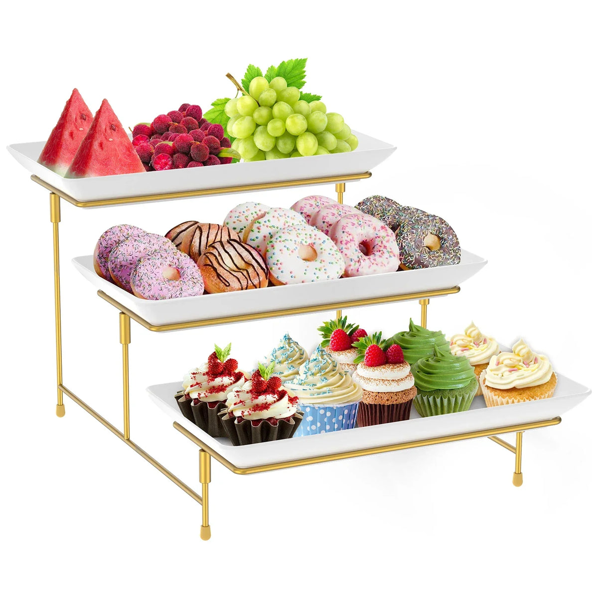 3-Tier Metal Serving Stand – Dessert & Cupcake Display Tray