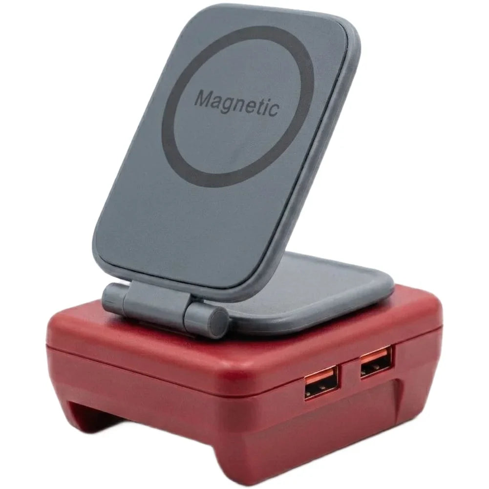 Magnetic Phone Holder Battery Adapter | Dual USB Charger 18V
