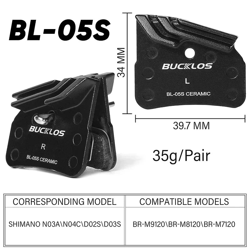 BUCKLOS Ceramic Disc Brake Pads for Shimano & SRAM MTB Road Bike