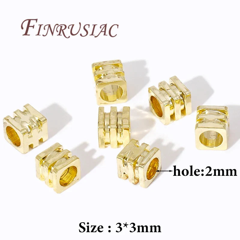3x3mm 18K Gold Plated Brass Cube Spacer Beads | DIY Jewelry