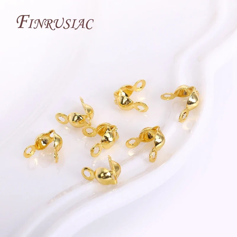 18K Gold Plated Ball Chain End Connectors & Crimp Bead Tips