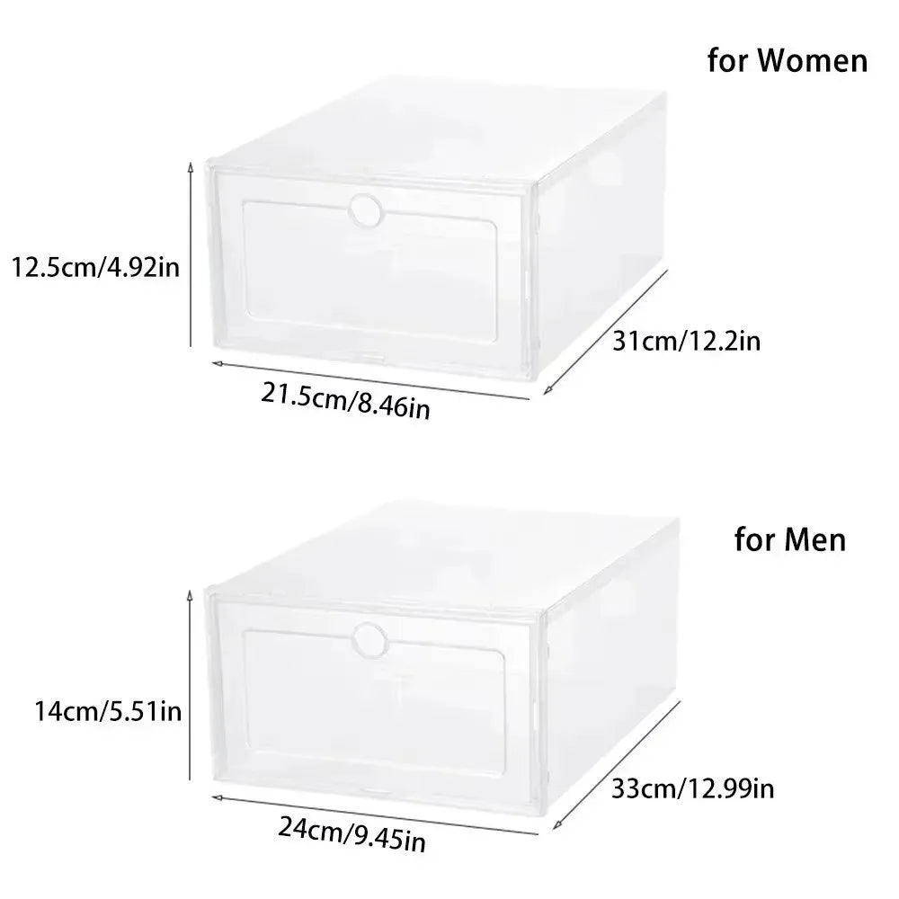 Transparent Stackable Shoe Boxes – Dustproof Waterproof Organizers