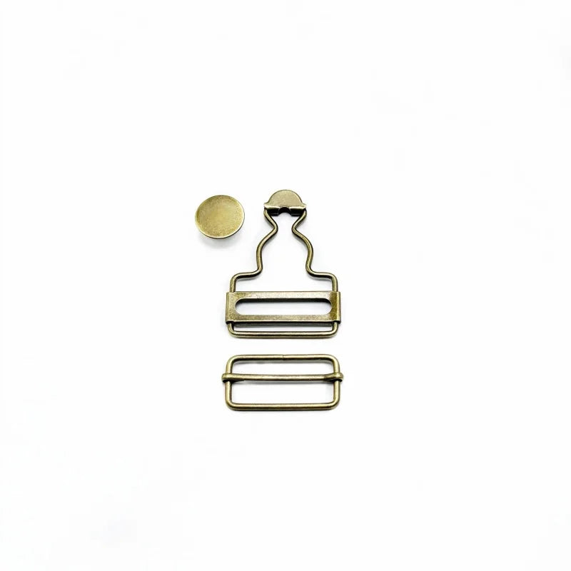38mm Silver Overall Buckles Kit – 6 Sets Suspender Hooks & Buttons