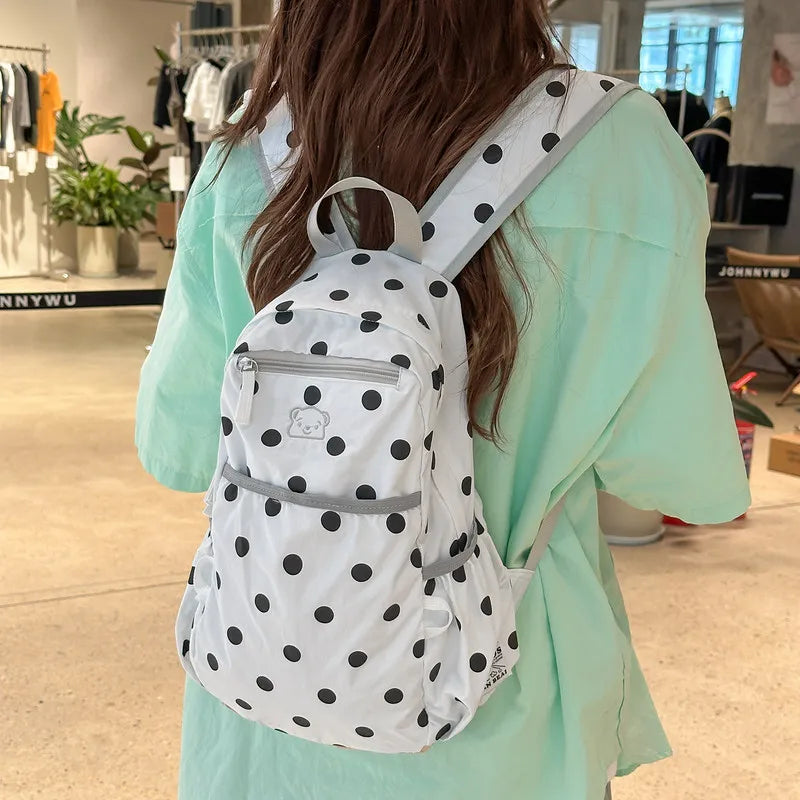 Sweet Polka Dot Canvas Backpack – Large Capacity Women's Bag