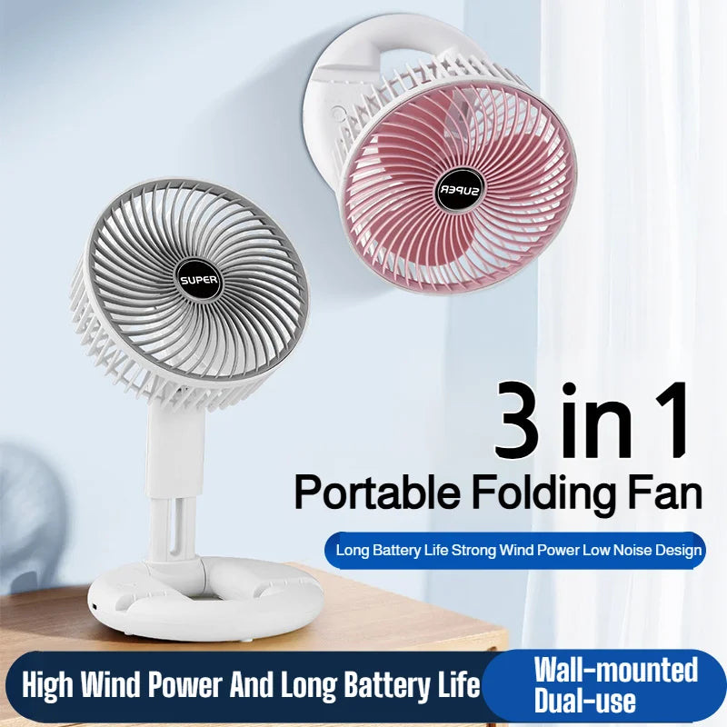 USB Rechargeable Telescopic Folding Mini Desktop Fan – Silent