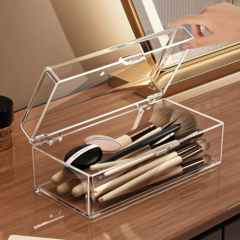 Clear Stackable Acrylic Makeup Organizer Box with Dustproof Lid